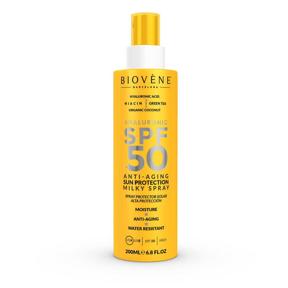 HYALURONIC SPF 50 Anti-Aging Sun Protection Milky Spray High Protection, Organic Coconut