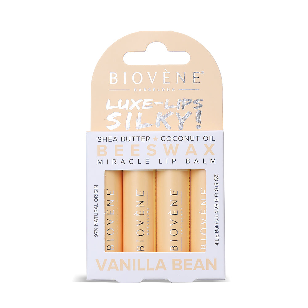 BEESWAX VANILLA BEAN Extra-Moisturizing Miracle Lip Balm for Dryness, Cracking & Chapping, 4 pack