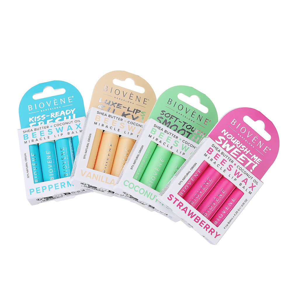 BEESWAX COCONUT+PEAR Extra-Moisturizing Miracle Lip Balm for Dryness, Cracking &amp; Chapping, 4 pack