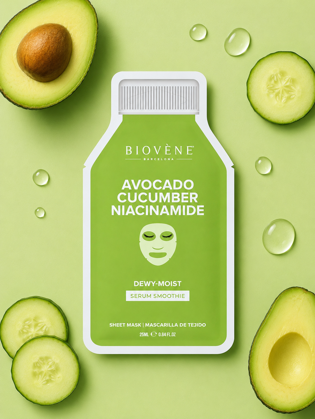 AVOCADO + NIACIN DEWY-MOIST! Smoothie Serum Sheet Mask with firming Niacinamide, Cucumber and Avocado