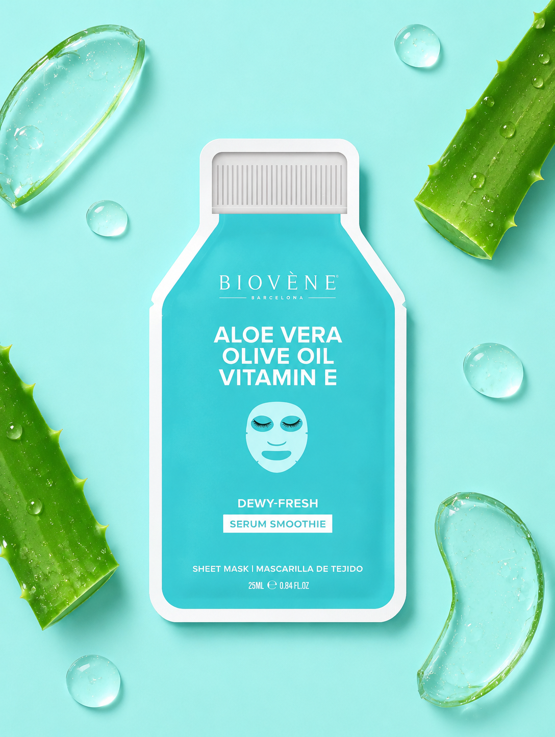 ALOE VERA + VITAMIN E DEWY-FRESH! Smoothie Serum Sheet Mask with nourishing Vitamin E, Aloe Vera &amp; Olive Oil
