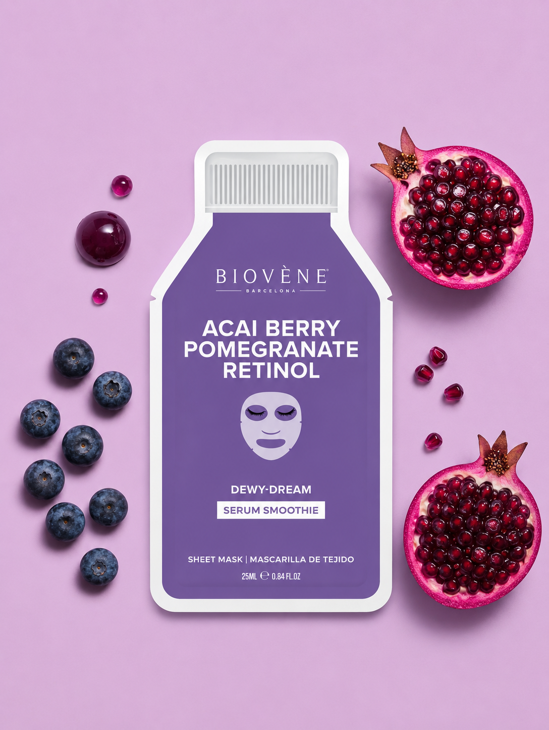 ACAI + RETINOL DEWY-DREAM! Smoothie Serum Sheet Mask with anti-aging Retinol, Acai and Pomegranate