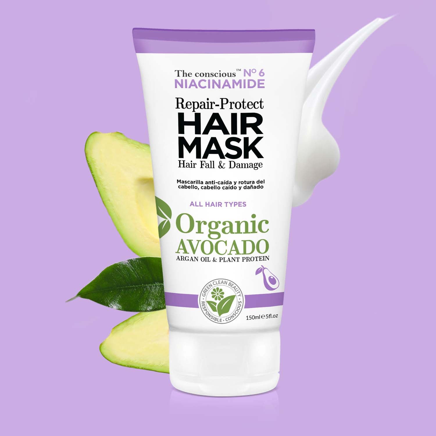 The conscious™ Niacinamide Repair-Protect Hair Mask Damage &amp; Hair Fall Organic Avocado